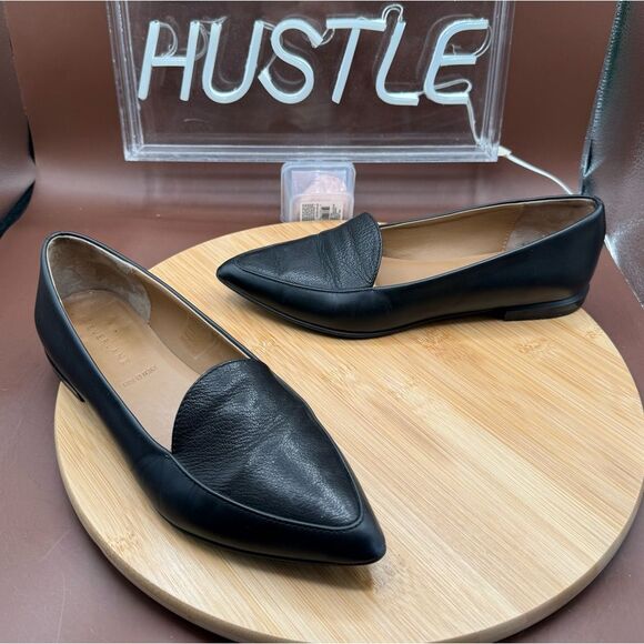 EVERLANE Flat Loafer Pointed Toe Italian Leather Shoes Black US Sz 6 - Picture 9 of 12